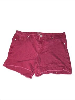 Wallflower High-Rise Burgundy Denim Cutoff Shorts SZ 14